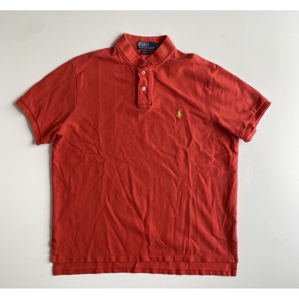 Polo Ralph Lauren Red Custom Fit Polo Shirt Men's XL Preppy VTG Golf Casual Pony